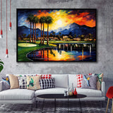 Reflection Bay Golf Courses In Las Vegas Oil Painting, Framed Canvas Prints Wall Art Decor, Floating Frame