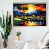 Reflection Bay Golf Courses In Las Vegas Oil Painting, Framed Canvas Prints Wall Art Decor, Floating Frame