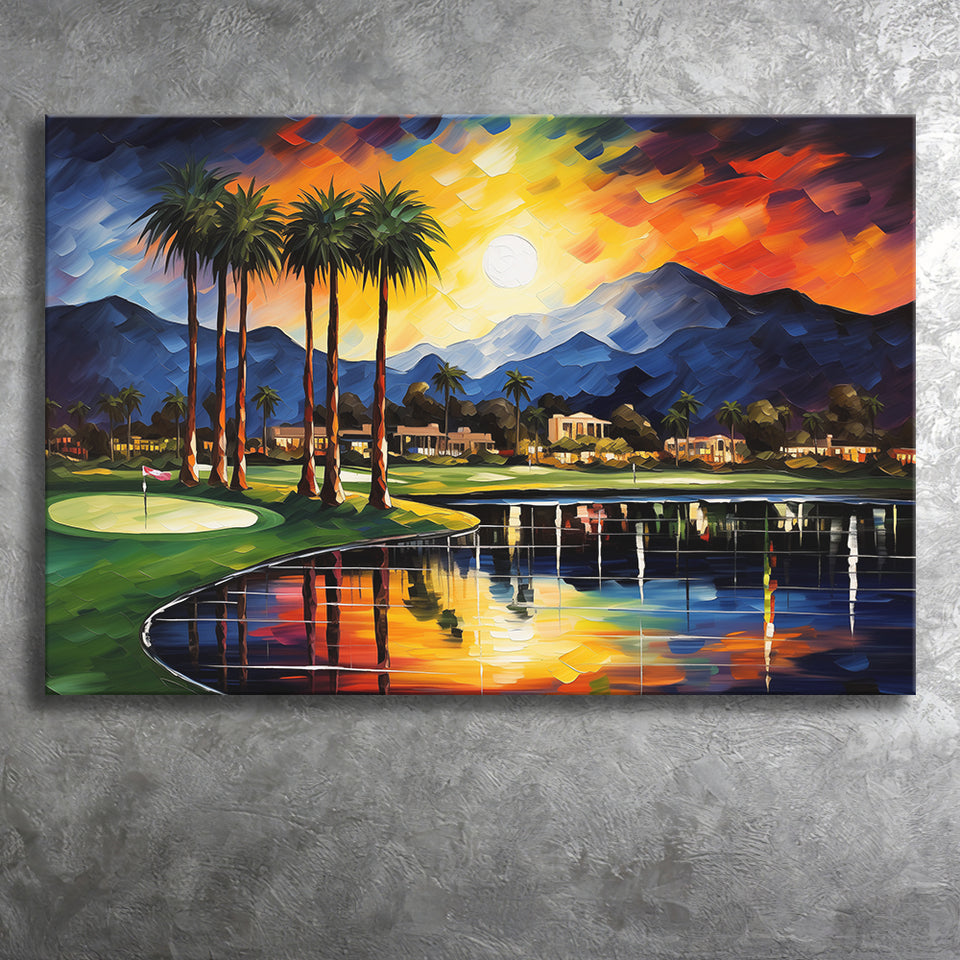 Reflection Bay Golf Courses In Las Vegas Oil Painting Canvas Prints Wall Art, Painting Art Home Decor