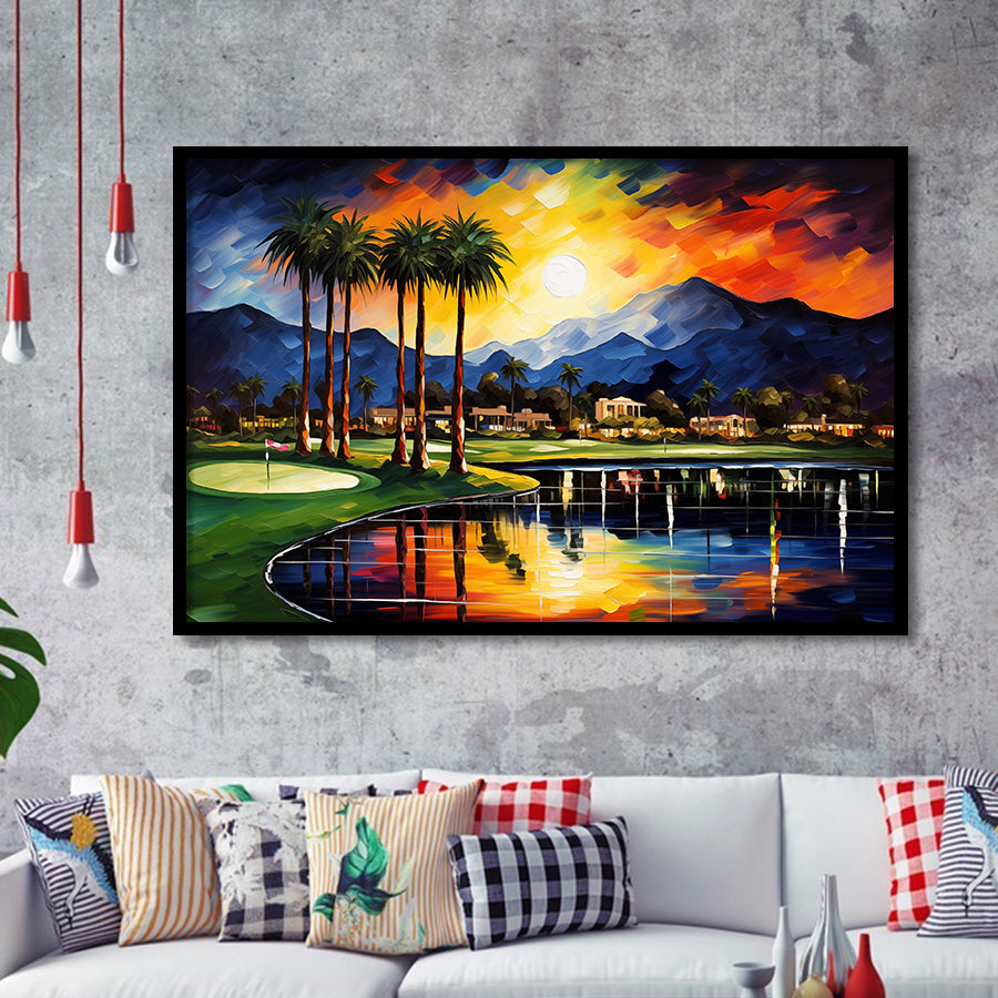Reflection Bay Golf Courses In Las Vegas Oil Painting Framed Art Prints Wall Decor, Framed Painting Art