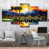 Reflection Bay Golf Courses In Las Vegas Oil Painting Mixed 5 Panel Large Canvas Prints Wall Art Decor