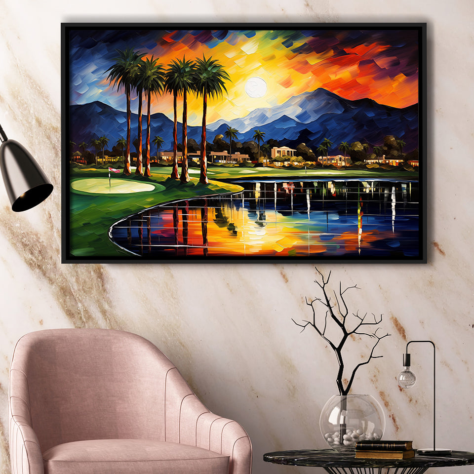 Reflection Bay Golf Courses In Las Vegas Oil Painting, Framed Canvas Prints Wall Art Decor, Floating Frame