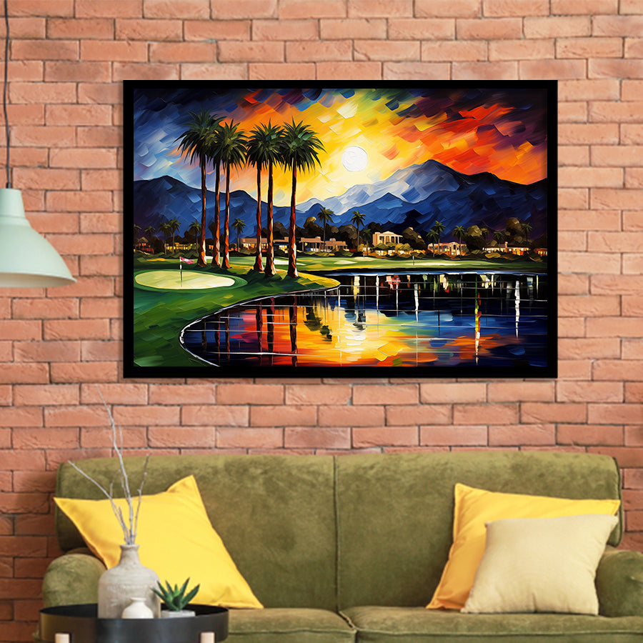 Reflection Bay Golf Courses In Las Vegas Oil Painting Framed Art Prints Wall Decor, Framed Painting Art