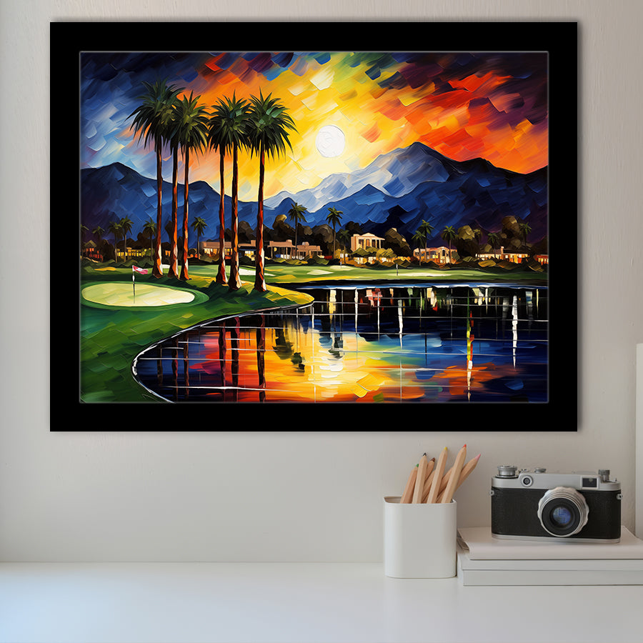 Reflection Bay Golf Courses In Las Vegas Oil Painting Framed Art Prints Wall Decor, Framed Painting Art