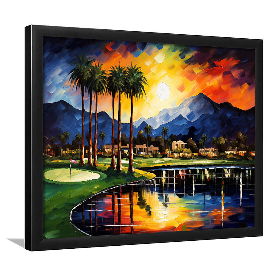 Reflection Bay Golf Courses In Las Vegas Oil Painting Framed Art Prints Wall Decor, Framed Painting Art