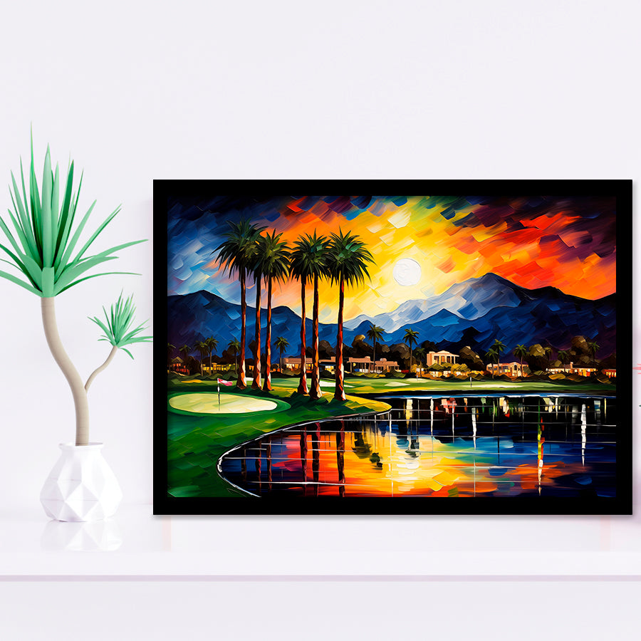 Reflection Bay Golf Courses In Las Vegas Oil Painting Framed Art Prints Wall Decor, Framed Painting Art