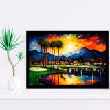 Reflection Bay Golf Courses In Las Vegas Oil Painting Framed Art Prints Wall Decor, Framed Painting Art
