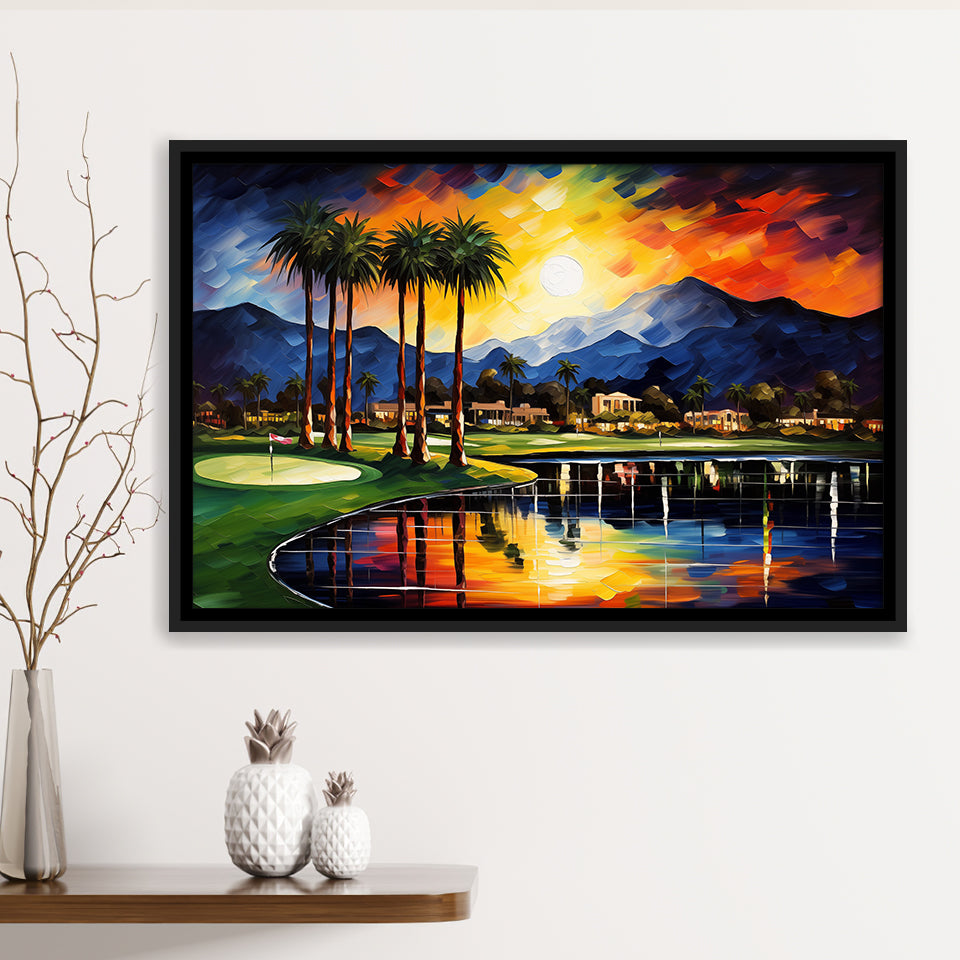 Reflection Bay Golf Courses In Las Vegas Oil Painting, Framed Canvas Prints Wall Art Decor, Floating Frame