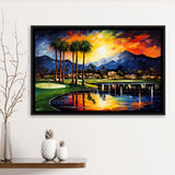 Reflection Bay Golf Courses In Las Vegas Oil Painting, Framed Canvas Prints Wall Art Decor, Floating Frame