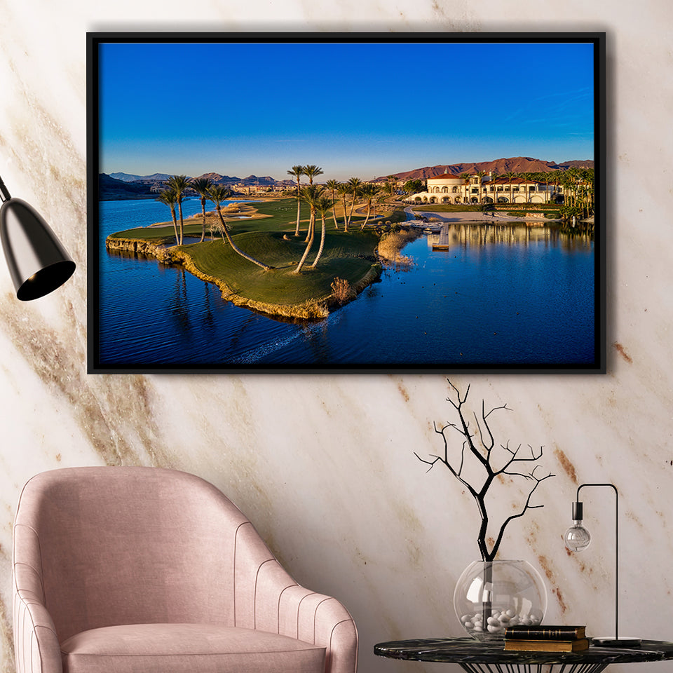 Reflection Bay Golf Courses In Las Vegas, Nv 2, Golf Art Print, Framed Canvas Prints Wall Art Decor, Floating Frame