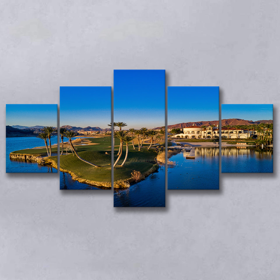 Reflection Bay Golf Courses In Las Vegas, Nv 2, Golf Art Print, 5 Panels Canvas Prints Wall Art Decor
