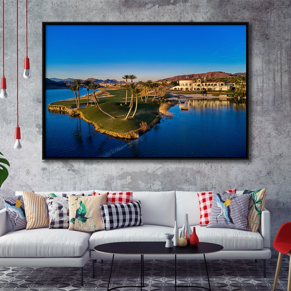 Reflection Bay Golf Courses In Las Vegas, Nv 2, Golf Art Print, Framed Canvas Prints Wall Art Decor, Floating Frame