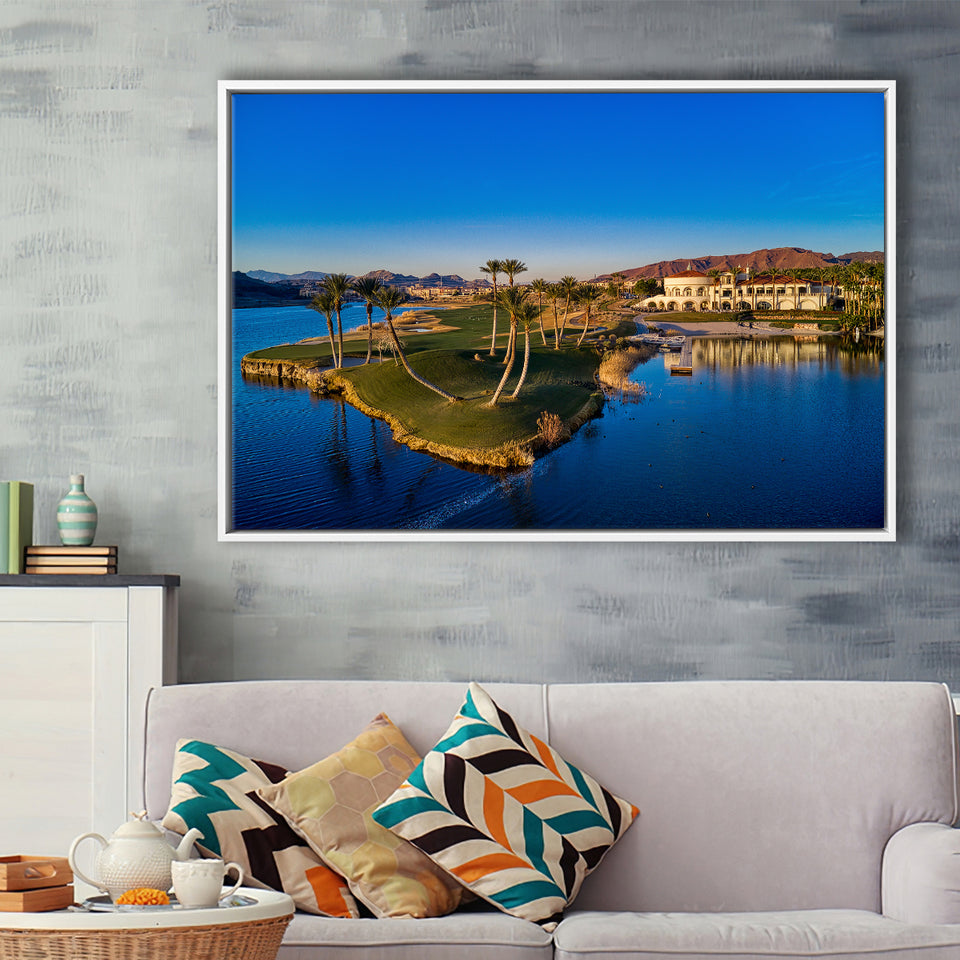 Reflection Bay Golf Courses In Las Vegas, Nv 2, Golf Art Print, Framed Canvas Prints Wall Art Decor, Floating Frame
