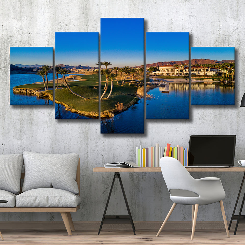 Reflection Bay Golf Courses In Las Vegas, Nv 2, Golf Art Print, 5 Panels Canvas Prints Wall Art Decor