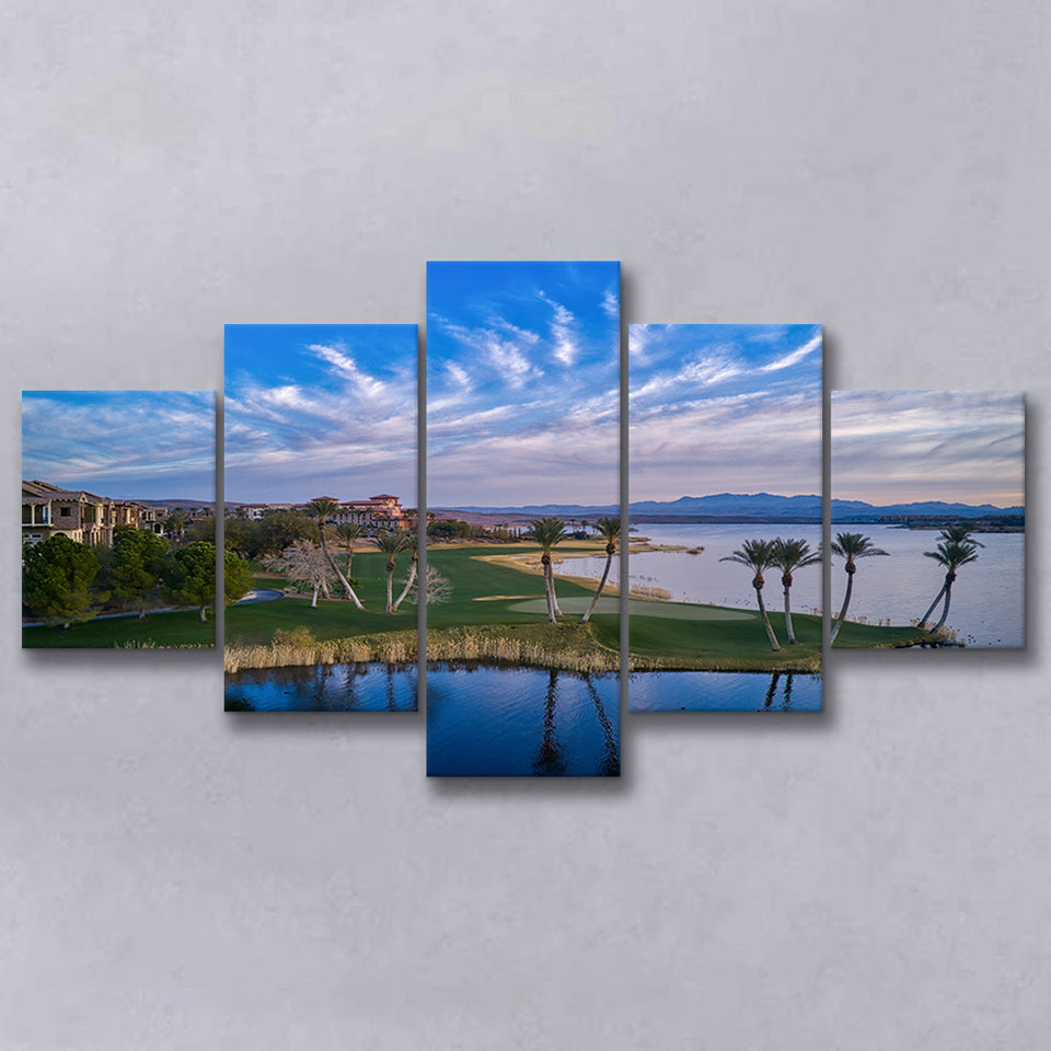 Reflection Bay Golf Courses In Las Vegas, Nv 3, Golf Art Print, 5 Panels Canvas Prints Wall Art Decor