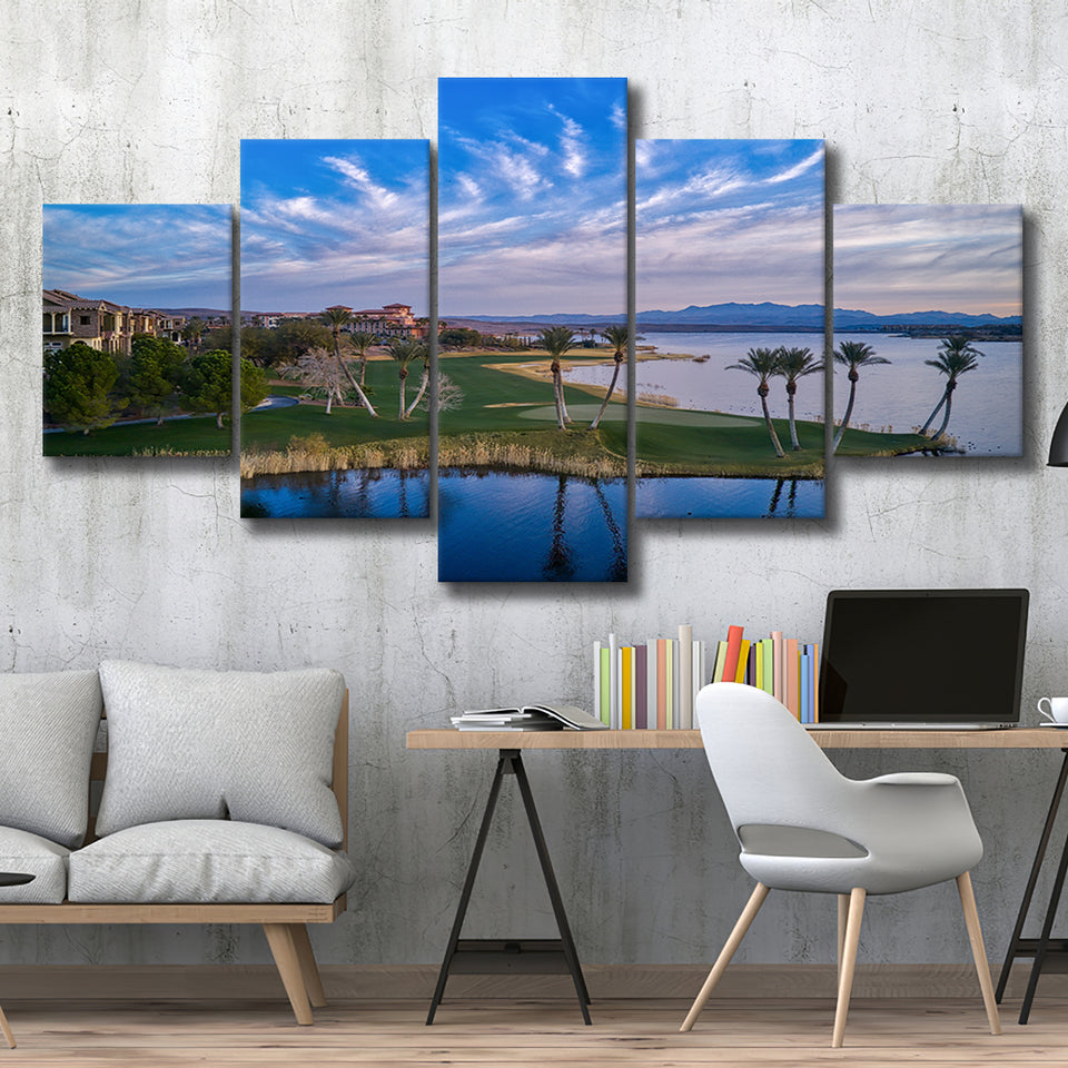 Reflection Bay Golf Courses In Las Vegas, Nv 3, Golf Art Print, 5 Panels Canvas Prints Wall Art Decor
