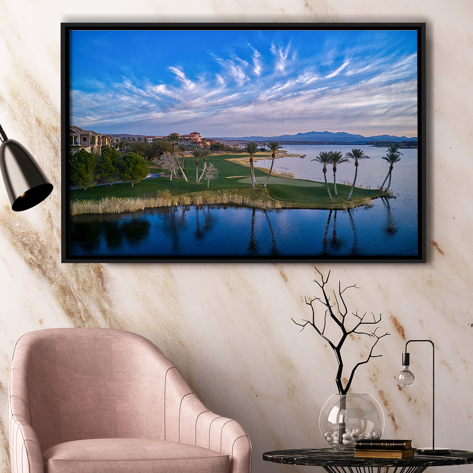 Reflection Bay Golf Courses In Las Vegas, Nv 3, Golf Art Print, Framed Canvas Prints Wall Art Decor, Floating Frame