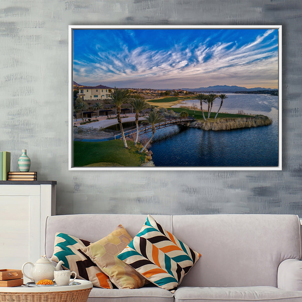 Reflection Bay Golf Courses In Las Vegas, Nv 4, Golf Art Print, Framed Canvas Prints Wall Art Decor, Floating Frame