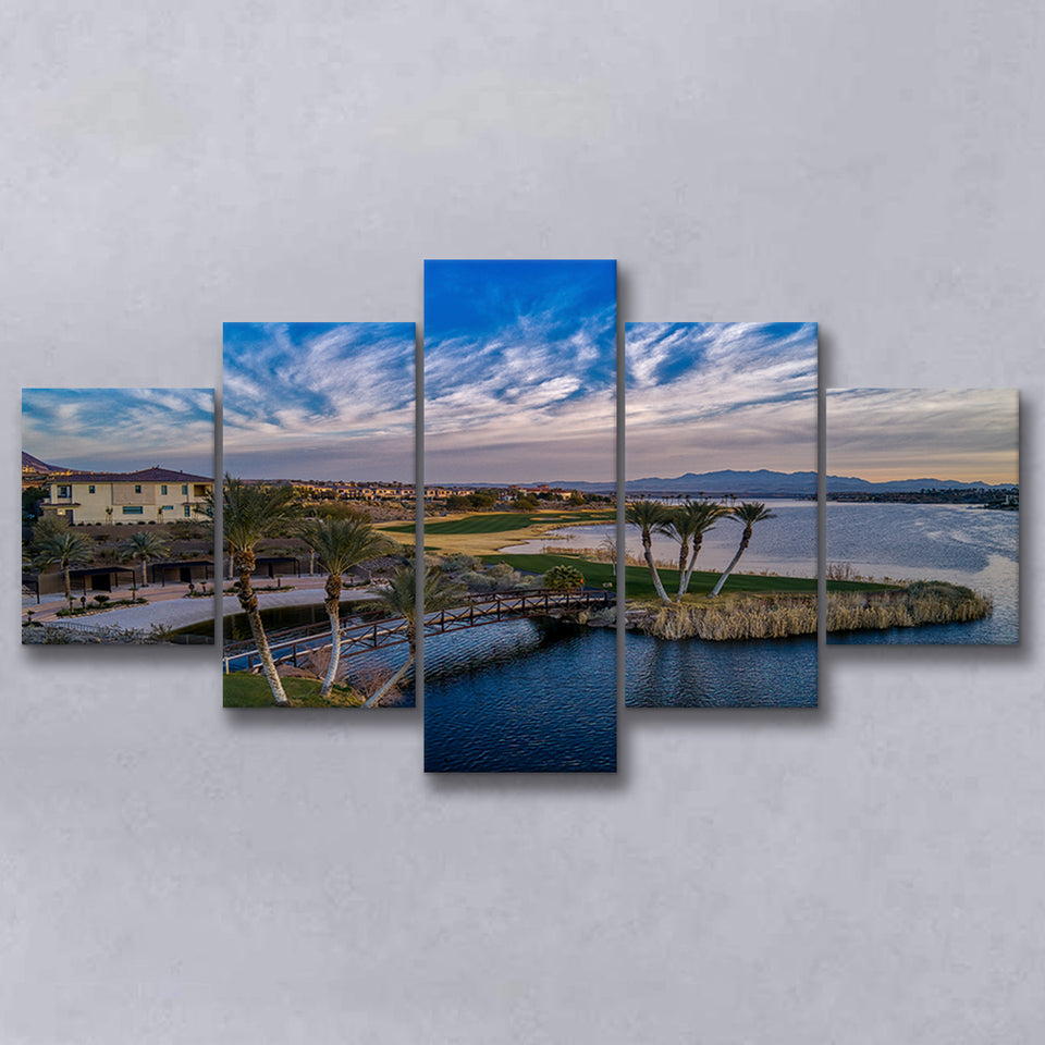 Reflection Bay Golf Courses In Las Vegas, Nv 4, Golf Art Print, 5 Panels Canvas Prints Wall Art Decor