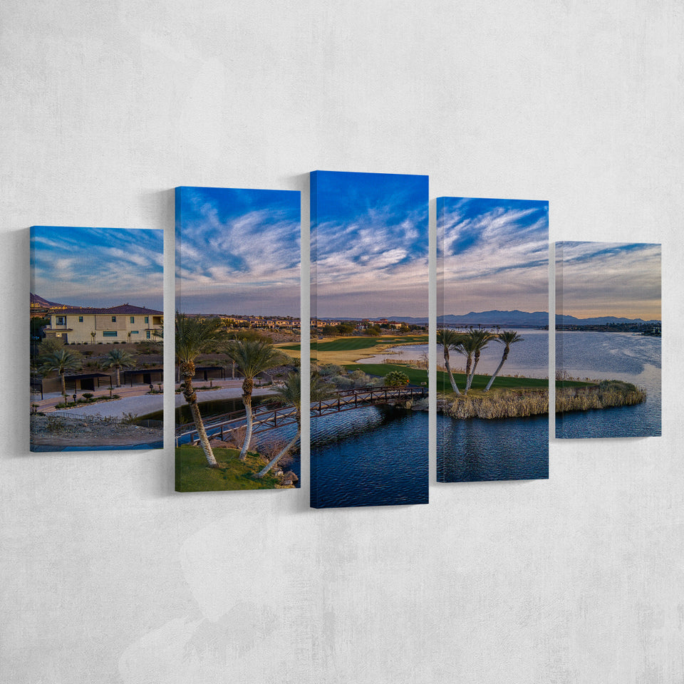 Reflection Bay Golf Courses In Las Vegas, Nv 4, Golf Art Print, 5 Panels Canvas Prints Wall Art Decor