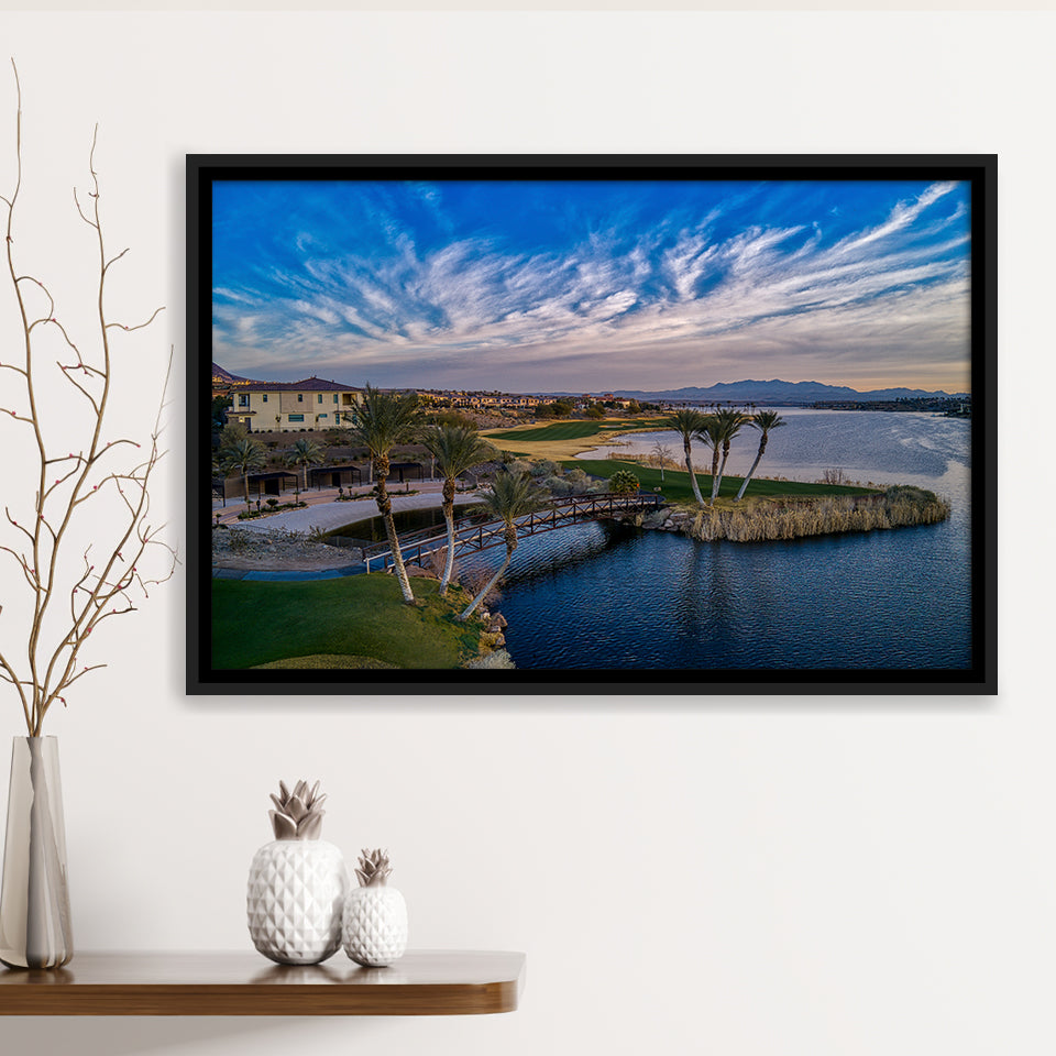 Reflection Bay Golf Courses In Las Vegas, Nv 4, Golf Art Print, Framed Canvas Prints Wall Art Decor, Floating Frame