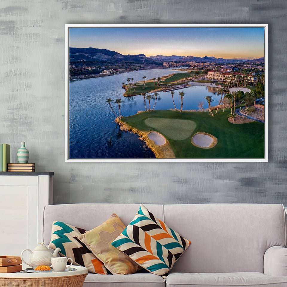 Reflection Bay Golf Courses In Las Vegas, Nv, Golf Art Print, Framed Canvas Prints Wall Art Decor, Floating Frame