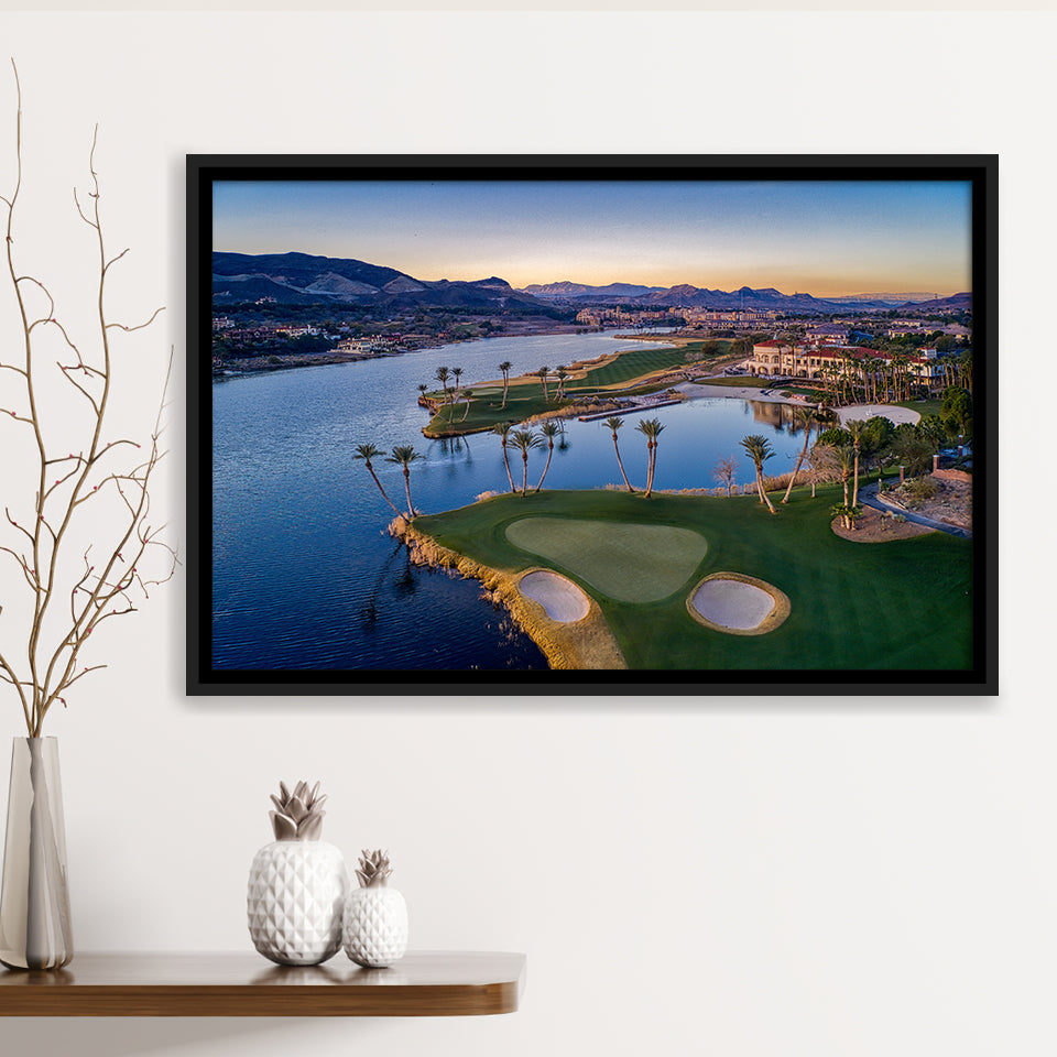 Reflection Bay Golf Courses In Las Vegas, Nv, Golf Art Print, Framed Canvas Prints Wall Art Decor, Floating Frame