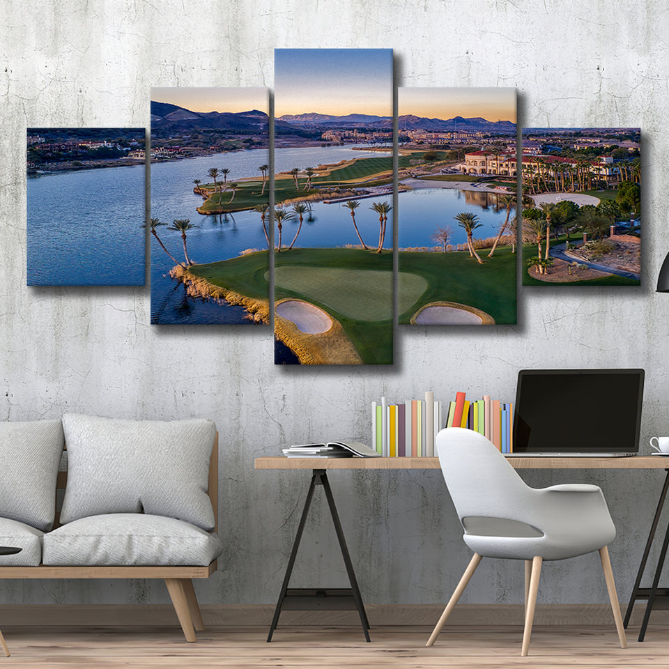 Reflection Bay Golf Courses In Las Vegas, Nv, Golf Art Print, 5 Panels Canvas Prints Wall Art Decor