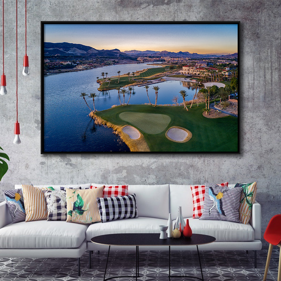 Reflection Bay Golf Courses In Las Vegas, Nv, Golf Art Print, Framed Canvas Prints Wall Art Decor, Floating Frame
