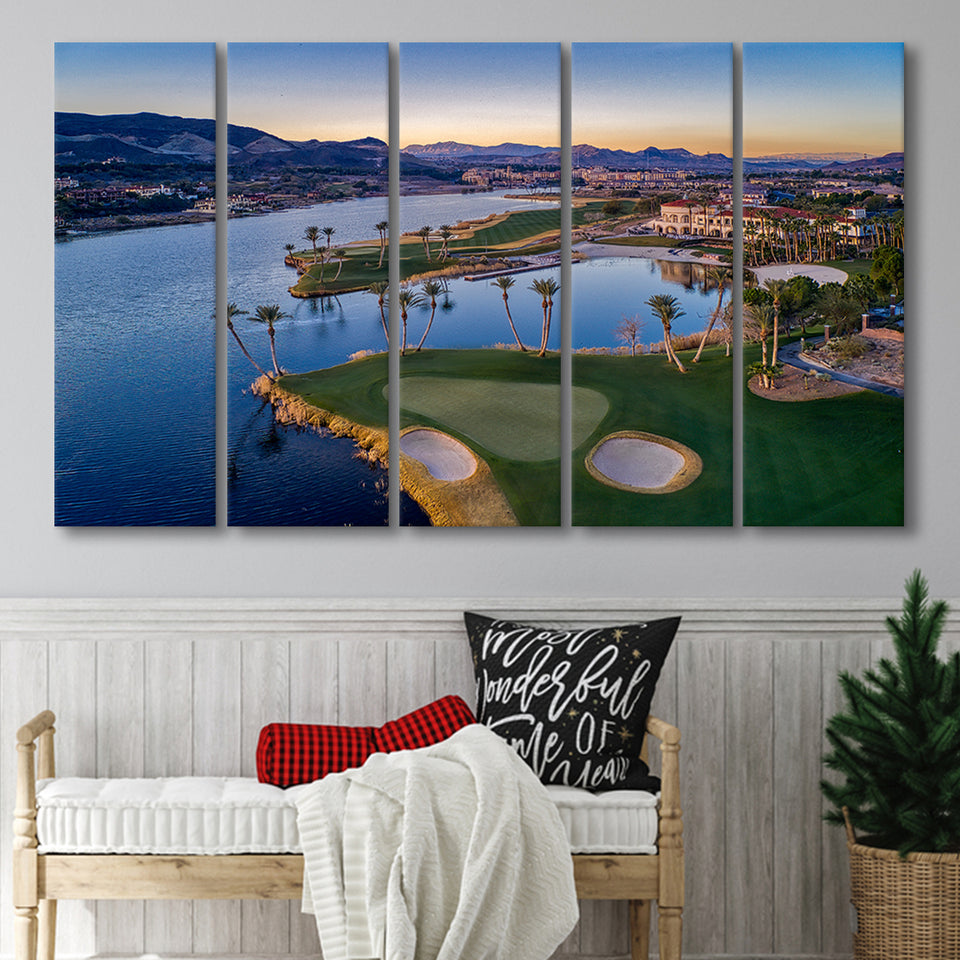 Reflection Bay Golf Courses In Las Vegas, Nv, 5 Panels Extra Large Canvas Prints Wall Art Decor