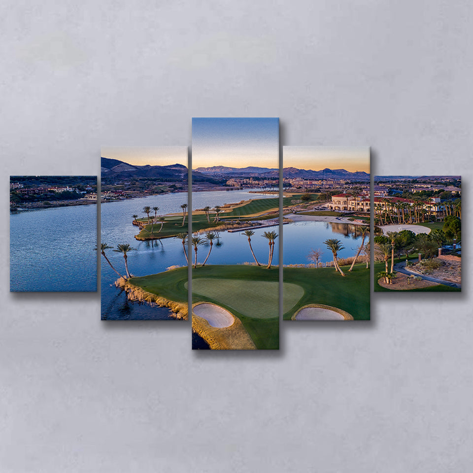 Reflection Bay Golf Courses In Las Vegas, Nv, Golf Art Print, 5 Panels Canvas Prints Wall Art Decor