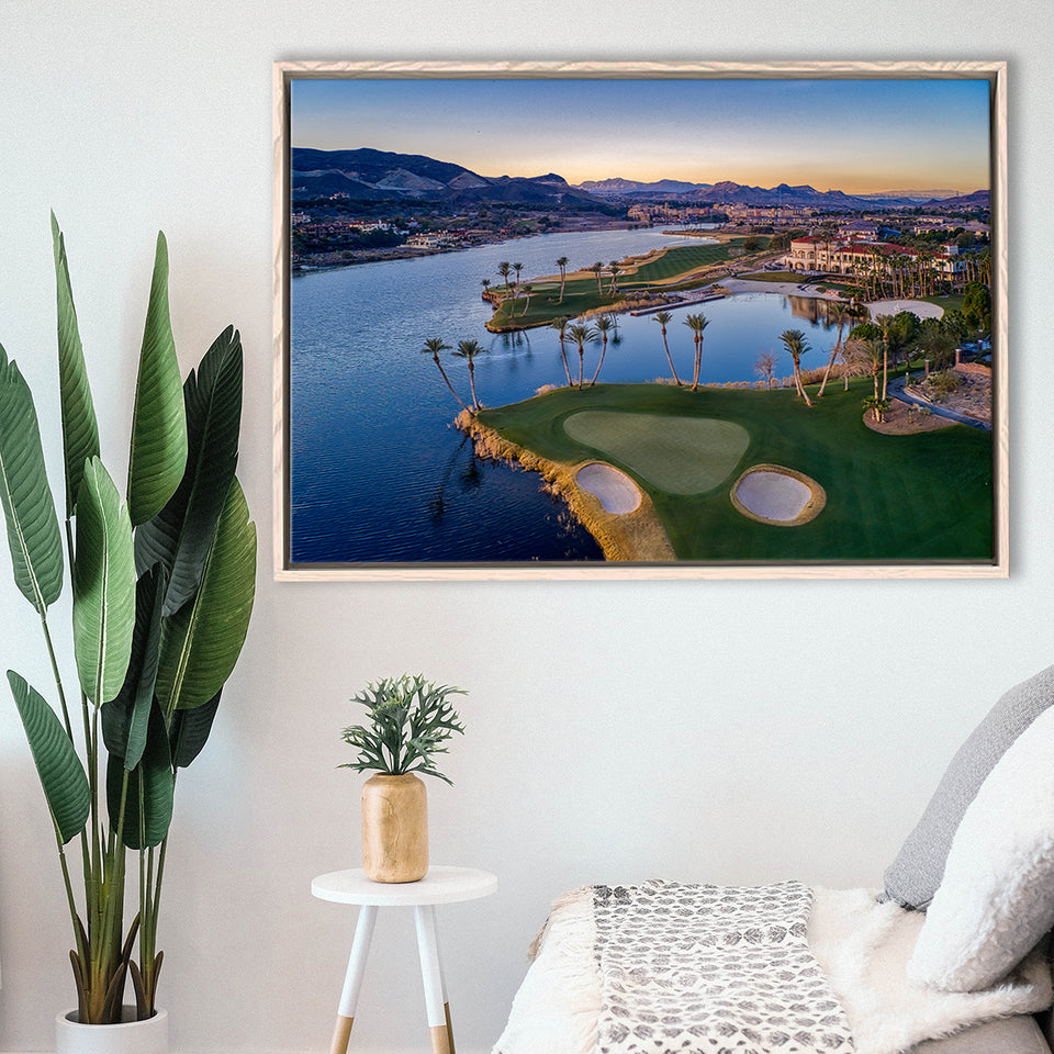 Reflection Bay Golf Courses In Las Vegas, Nv, Golf Art Print, Framed Canvas Prints Wall Art Decor, Floating Frame