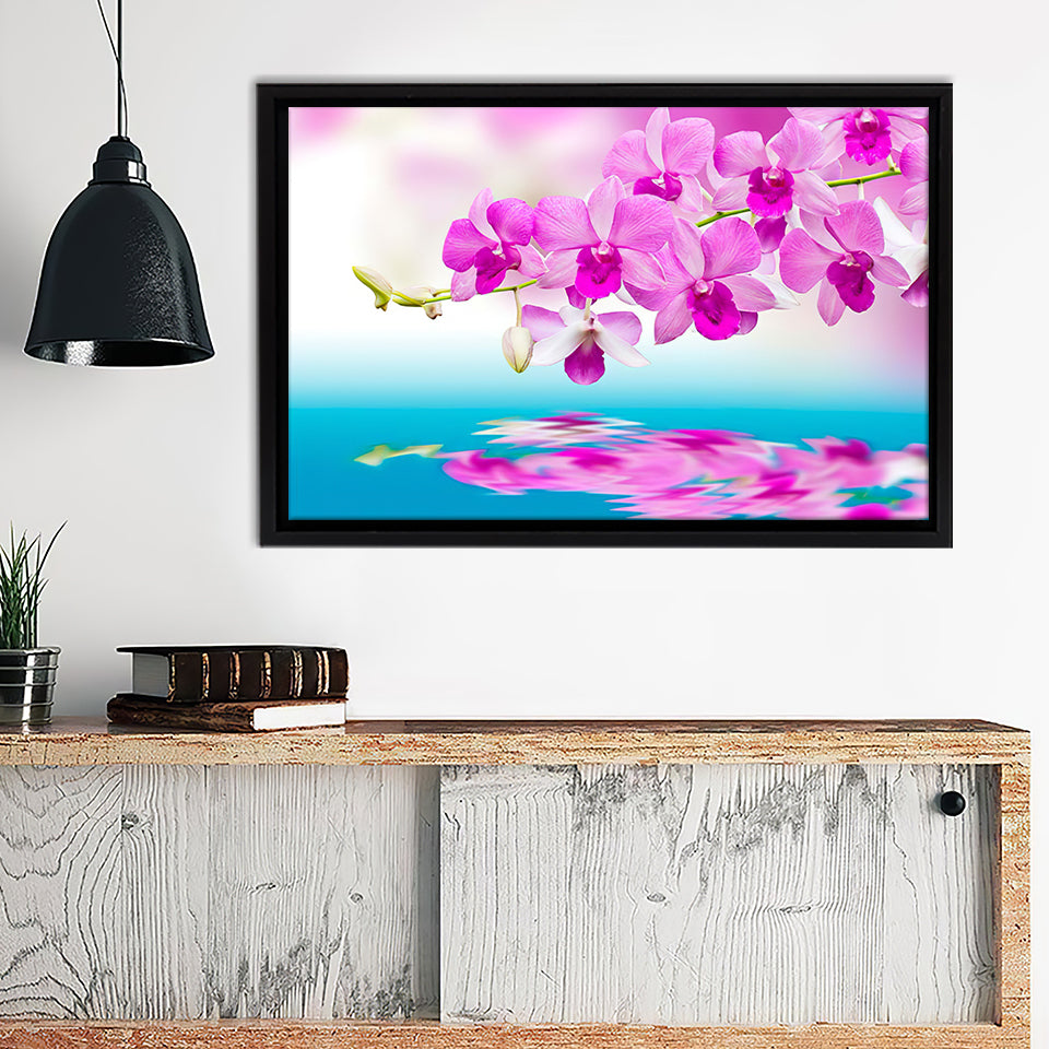 Reflection Orchids Framed Canvas Wall Art - Framed Prints, Canvas Prints, Prints for Sale, Canvas Painting