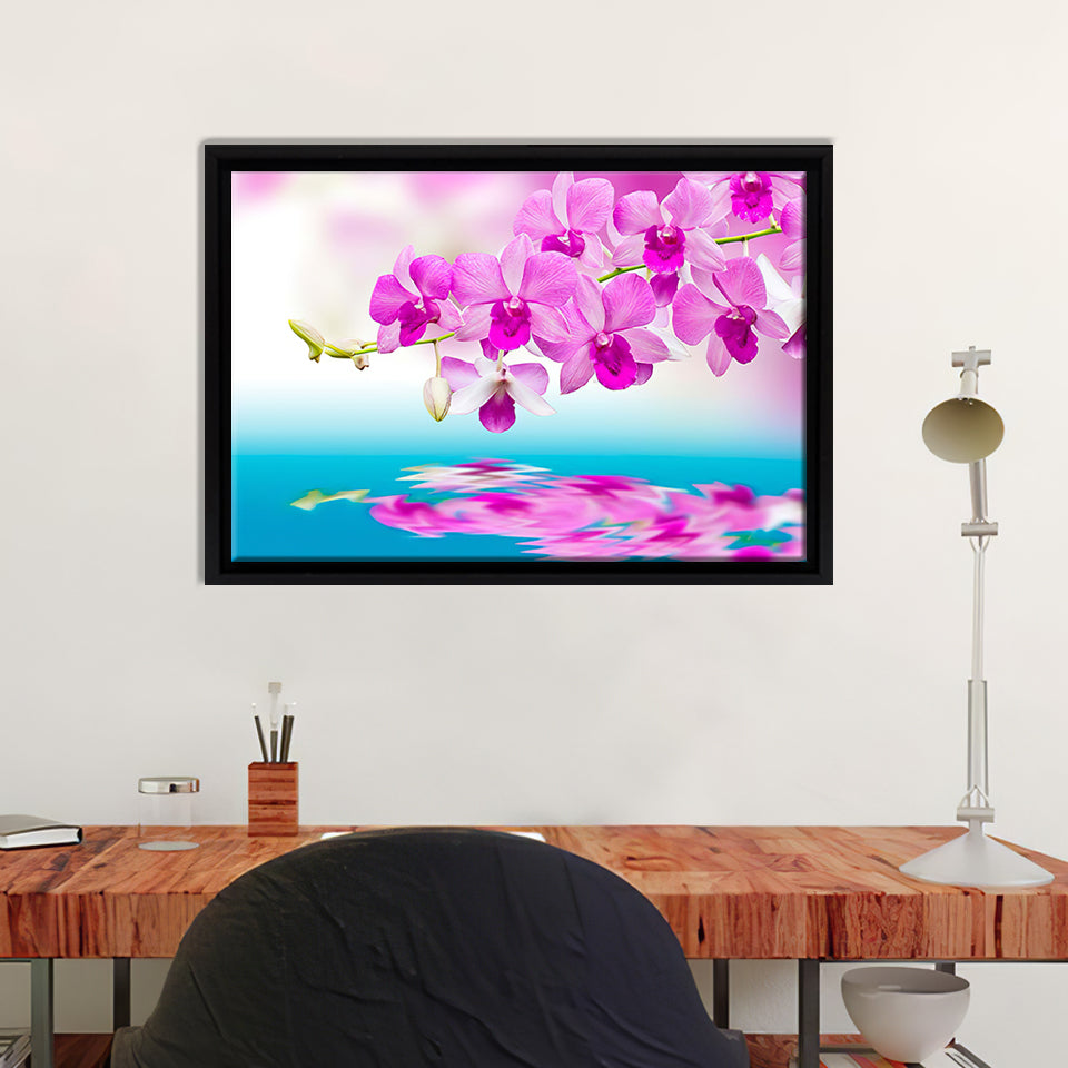 Reflection Orchids Framed Canvas Wall Art - Framed Prints, Canvas Prints, Prints for Sale, Canvas Painting