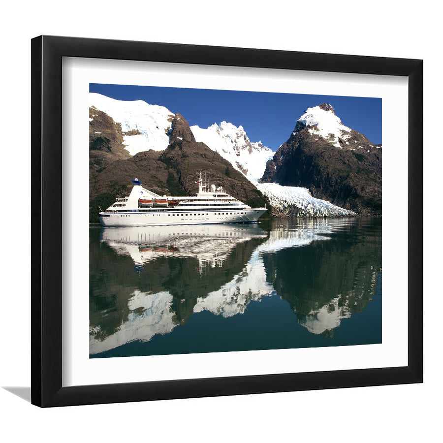 Reflections Of The Seabourn Pride Cruise Ship Magallanes Chile Wall Art Print - Framed Art, Framed Prints, Painting Print
