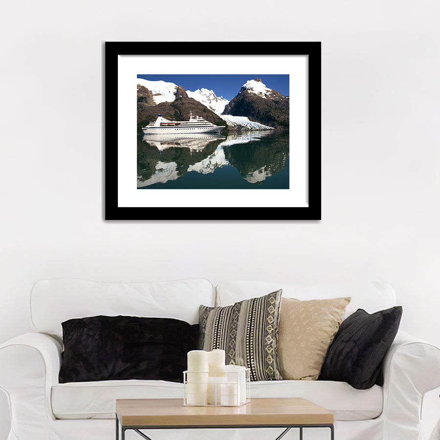 Reflections Of The Seabourn Pride Cruise Ship Magallanes Chile Wall Art Print - Framed Art, Framed Prints, Painting Print