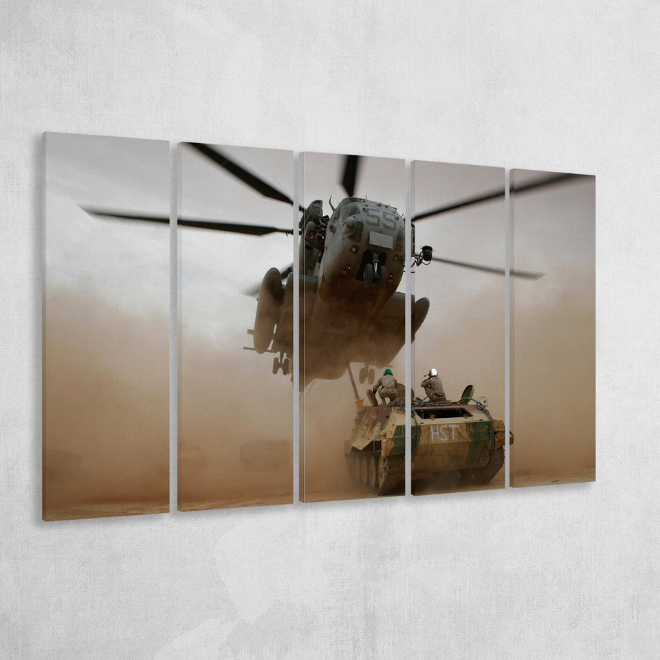 Refueling Military Helicopter, Multi Panels, 5 Pieces B, Canvas Prints Wall Art Home Decor,X Large Canvas