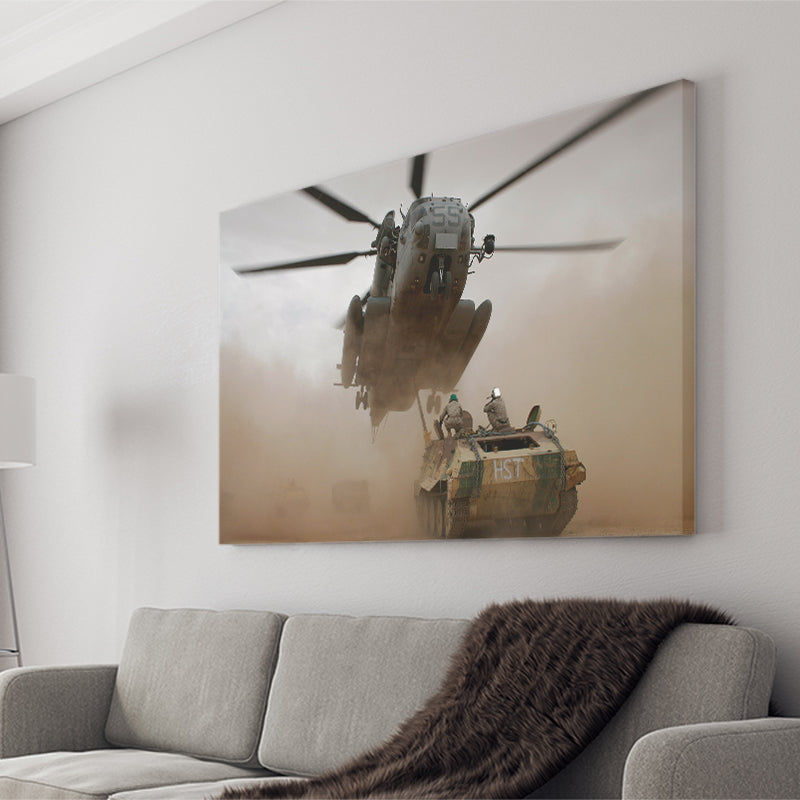 Refueling Military Helicopter, Canvas Prints Wall Art Home Decor