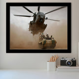 Refueling Military Helicopter, Framed Art Prints Wall Art Home Decor, Ready to Hang