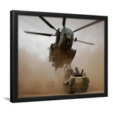 Refueling Military Helicopter, Framed Art Prints Wall Art Home Decor, Ready to Hang
