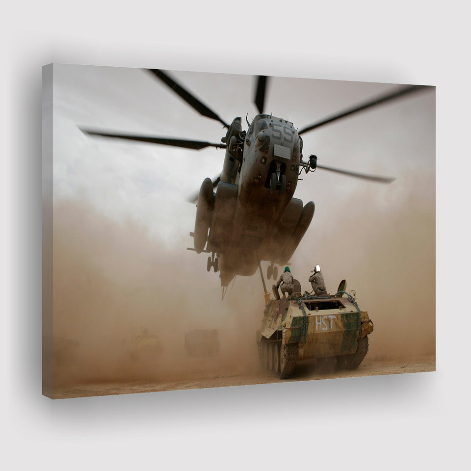 Refueling Military Helicopter, Canvas Prints Wall Art Home Decor