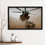 Refueling Military Helicopter, Framed Canvas Prints Wall Art Home Decor,Floating Frame, Ready to Hang