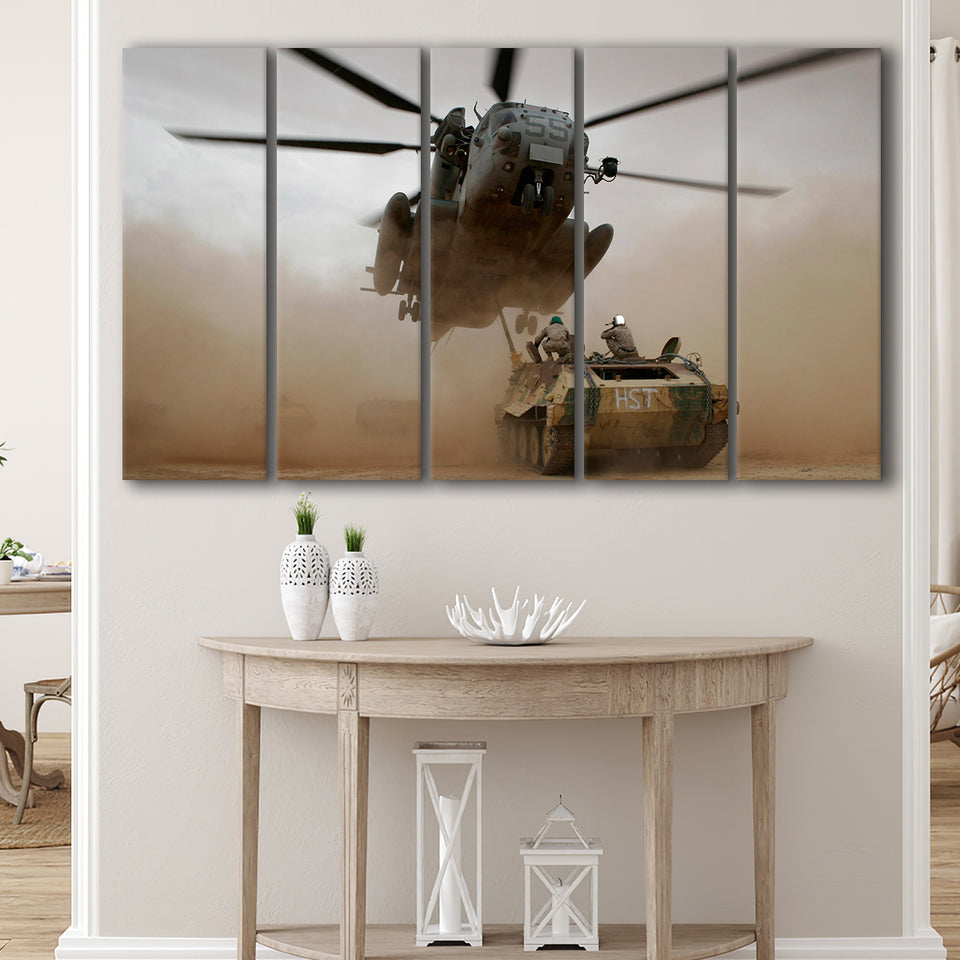 Refueling Military Helicopter, Multi Panels, 5 Pieces B, Canvas Prints Wall Art Home Decor,X Large Canvas