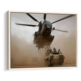 Refueling Military Helicopter, Framed Canvas Prints Wall Art Home Decor,Floating Frame, Ready to Hang