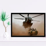 Refueling Military Helicopter, Framed Art Prints Wall Art Home Decor, Ready to Hang