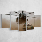 Refueling Military Helicopter, Multi Panels, 5 Pieces, Canvas Prints Wall Art Home Decor