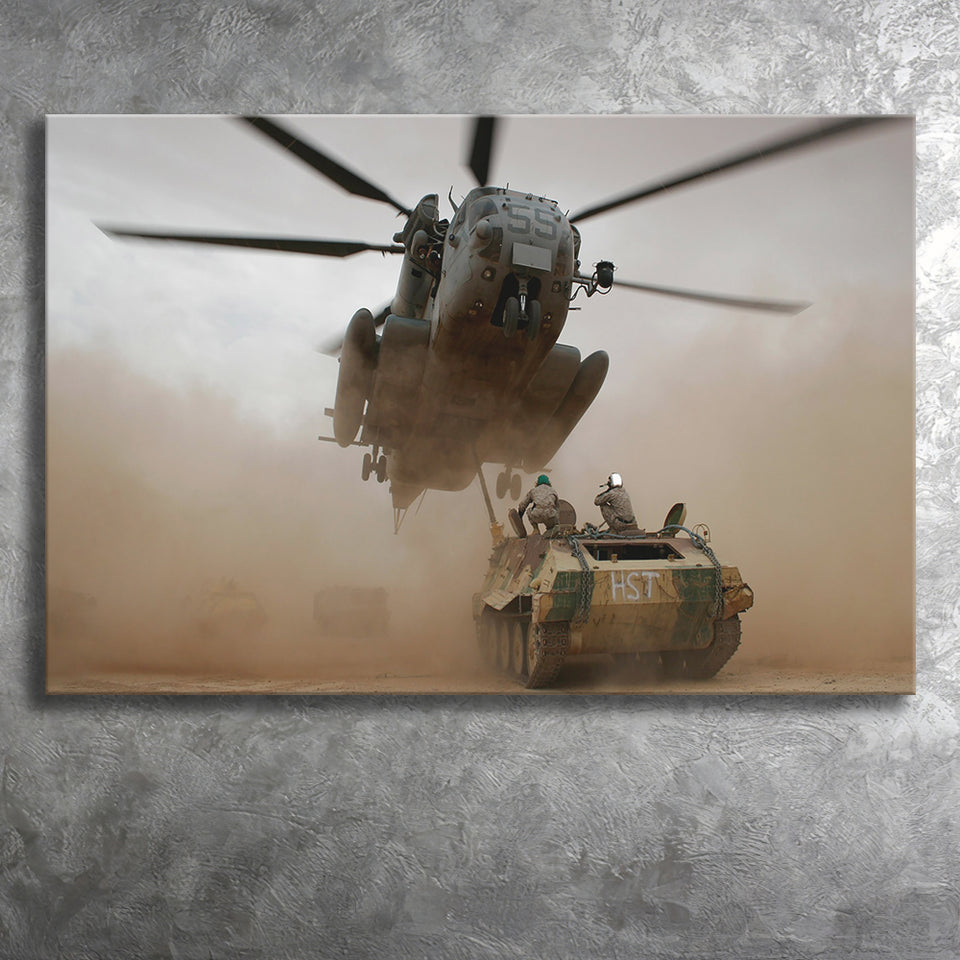Refueling Military Helicopter, Canvas Prints Wall Art Home Decor