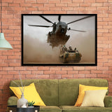 Refueling Military Helicopter, Framed Art Prints Wall Art Home Decor, Ready to Hang