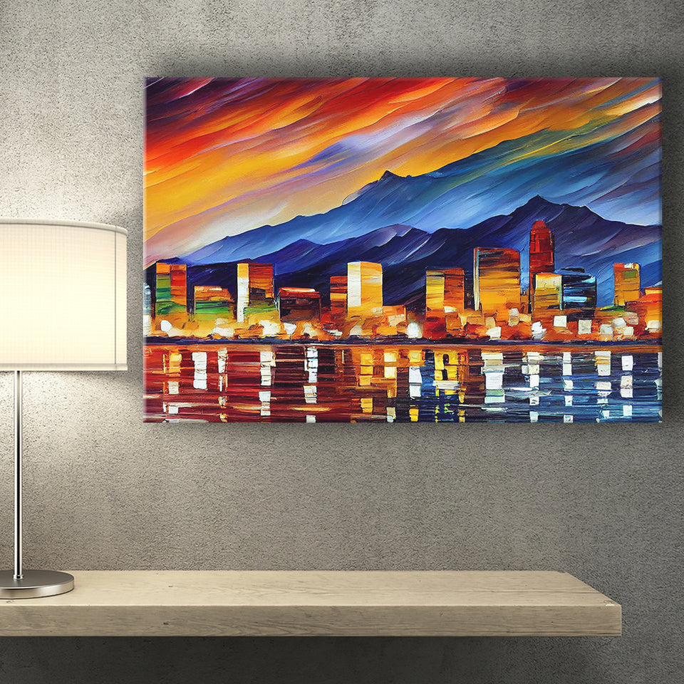 Reno Nevada Skyline Reno Painting Wall Art, Sport Art Prints Fan Gift, Canvas Prints Wall Art Decor