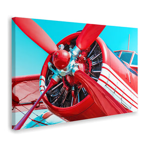 Retro Red Airplane Canvas Wall Art - Canvas Prints, Prints for Sale, Canvas Painting, Canvas On Sale